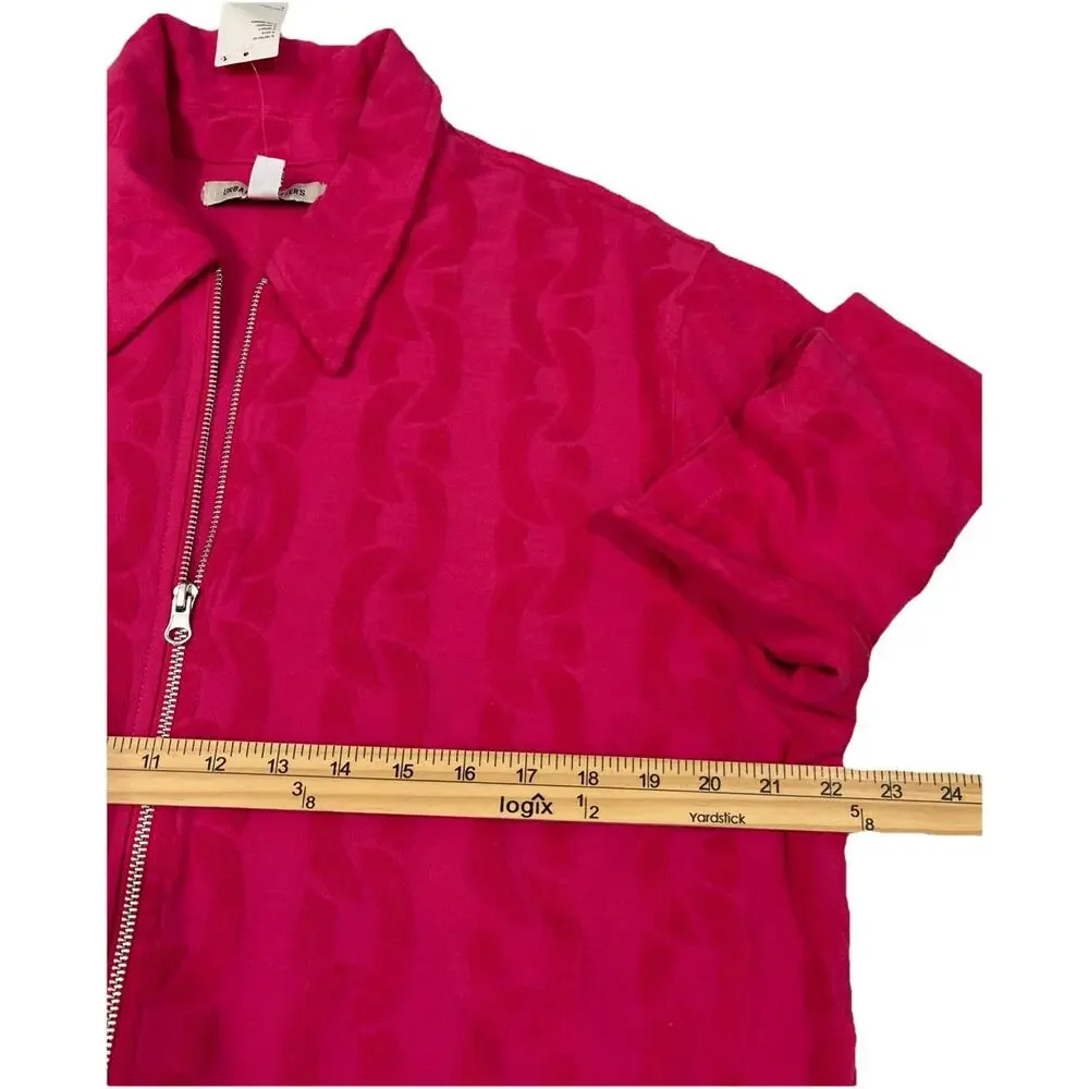 NWT Urban Outfitters Shirt Mens Large Pink Terry Chain Link Zip Up Casual Retro